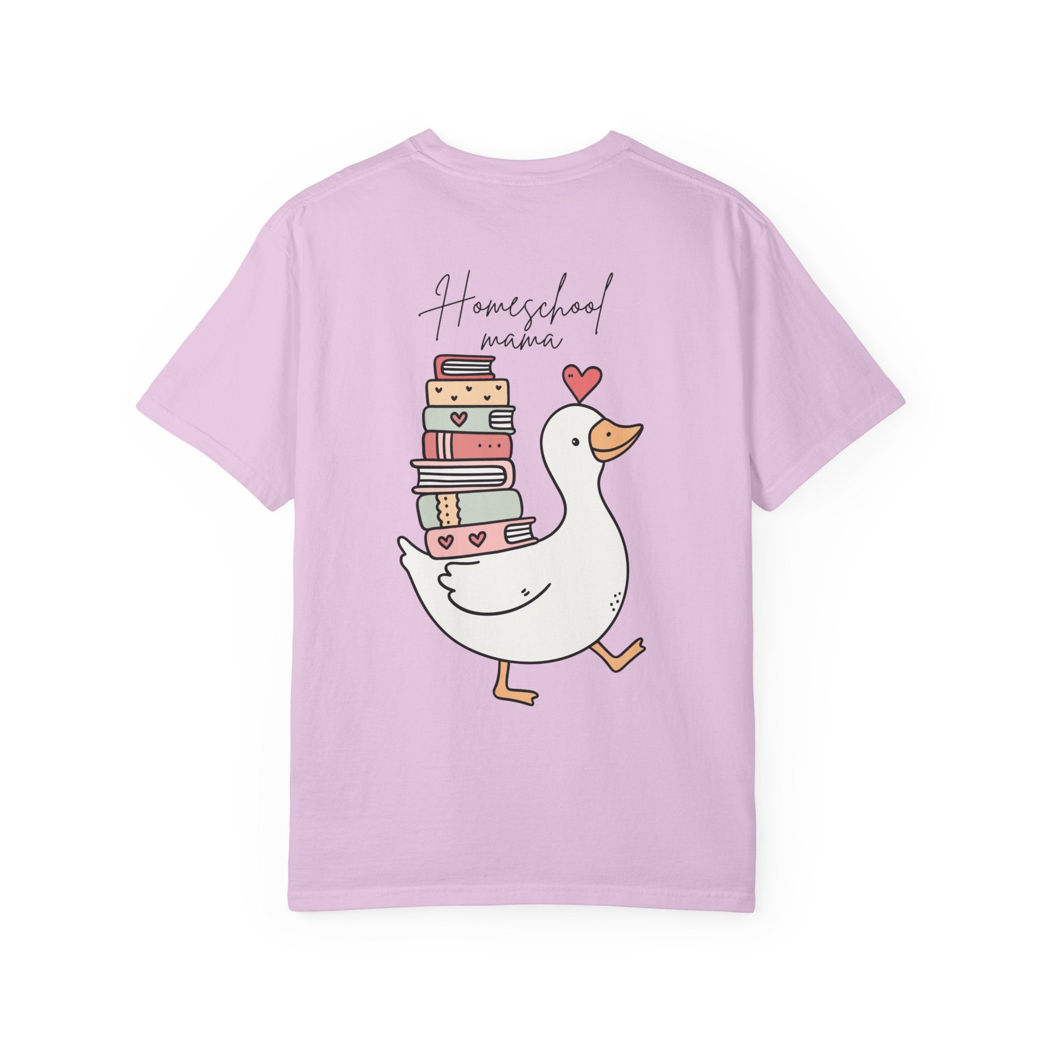 Homeschool Mama Goose T-Shirt — Cute Duck Carrying Books Tee