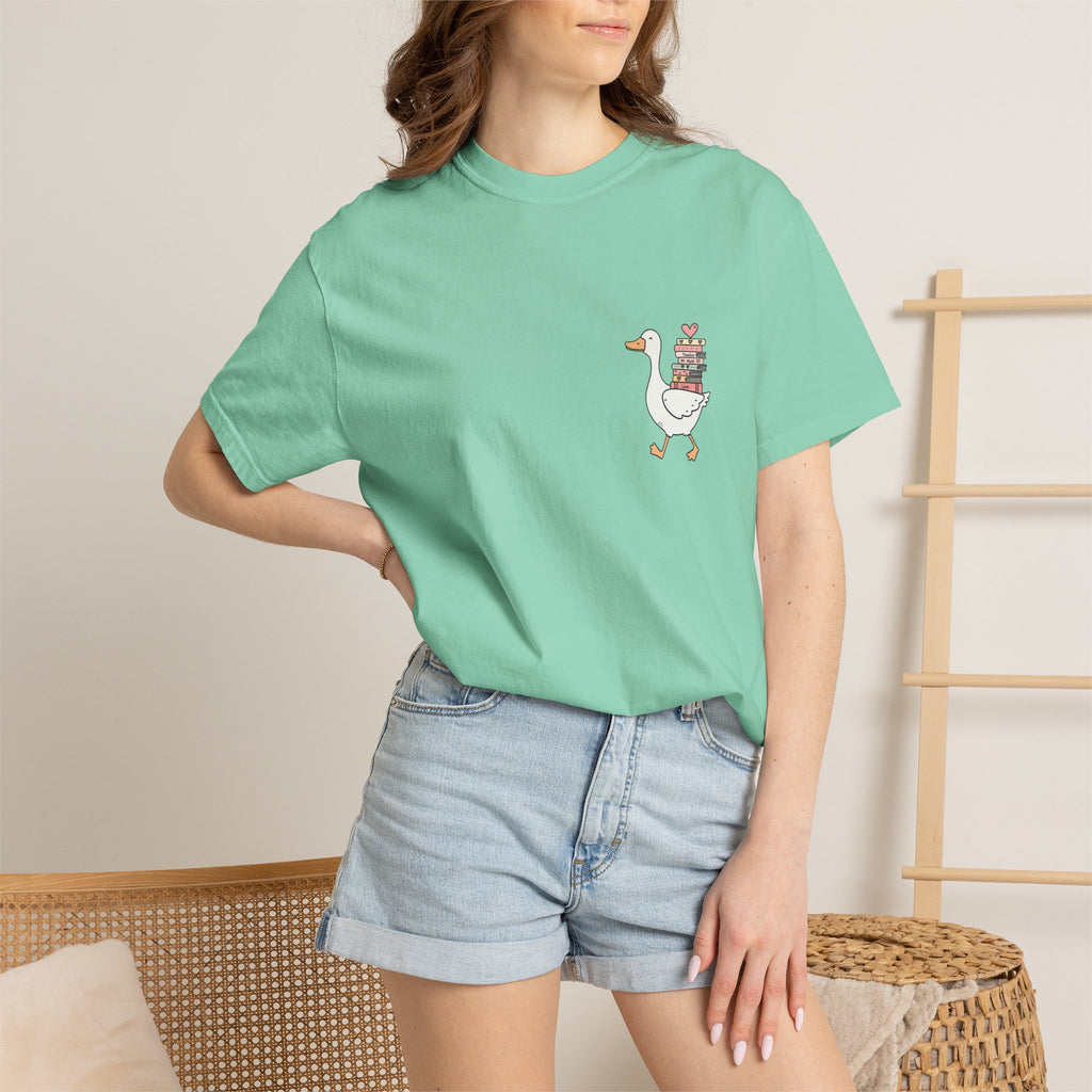 Homeschool Mama Goose T-Shirt — Cute Duck Carrying Books Tee