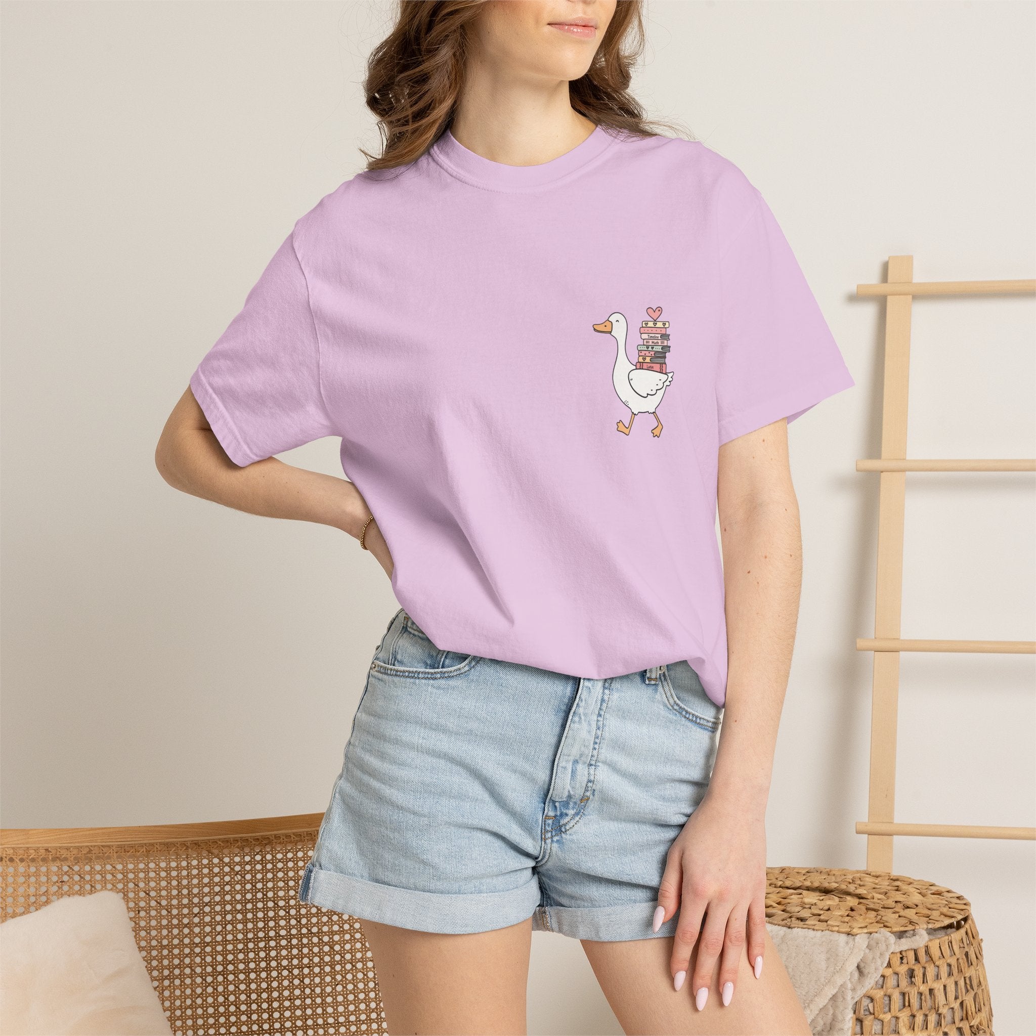 Homeschool Mama Goose T-Shirt — Cute Duck Carrying Books Tee