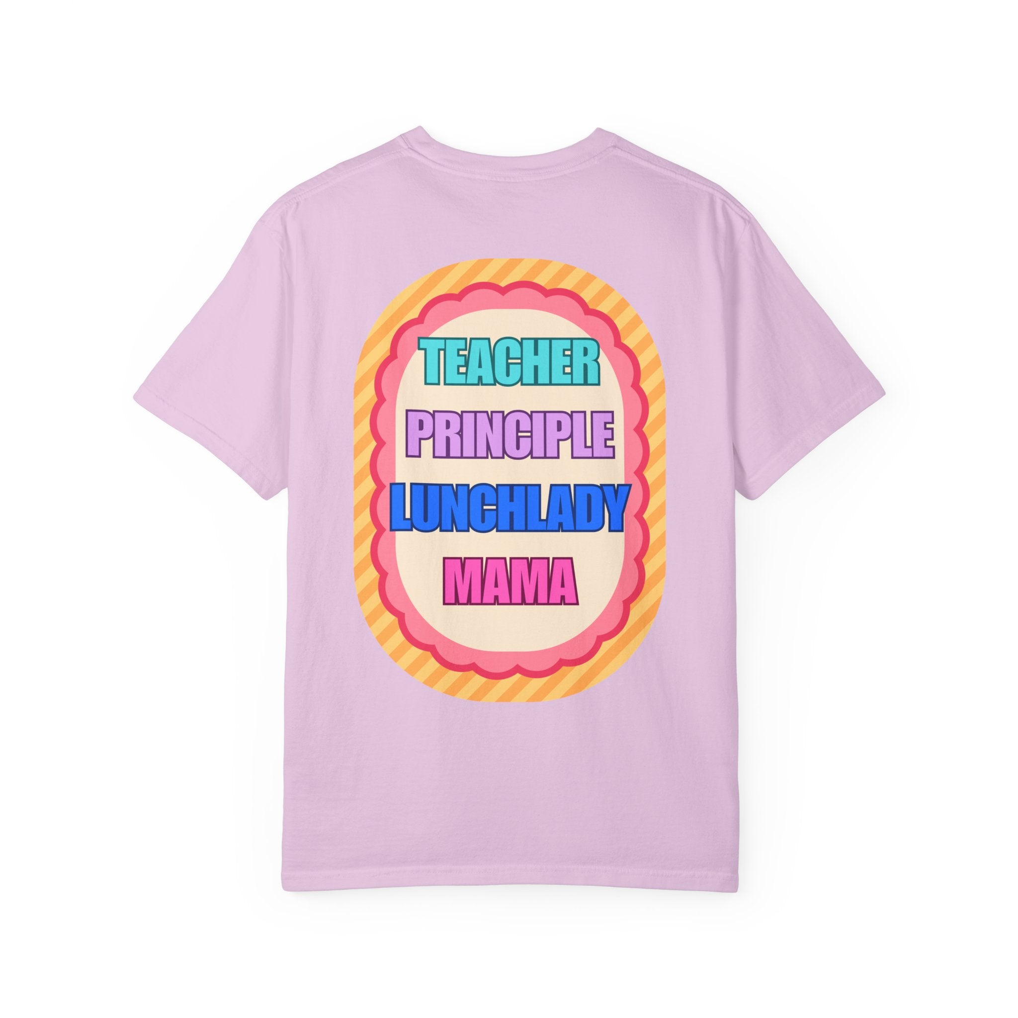 Teacher, Principal, Lunchlady, Mama T-Shirt — Colorful Retro Patch Design
