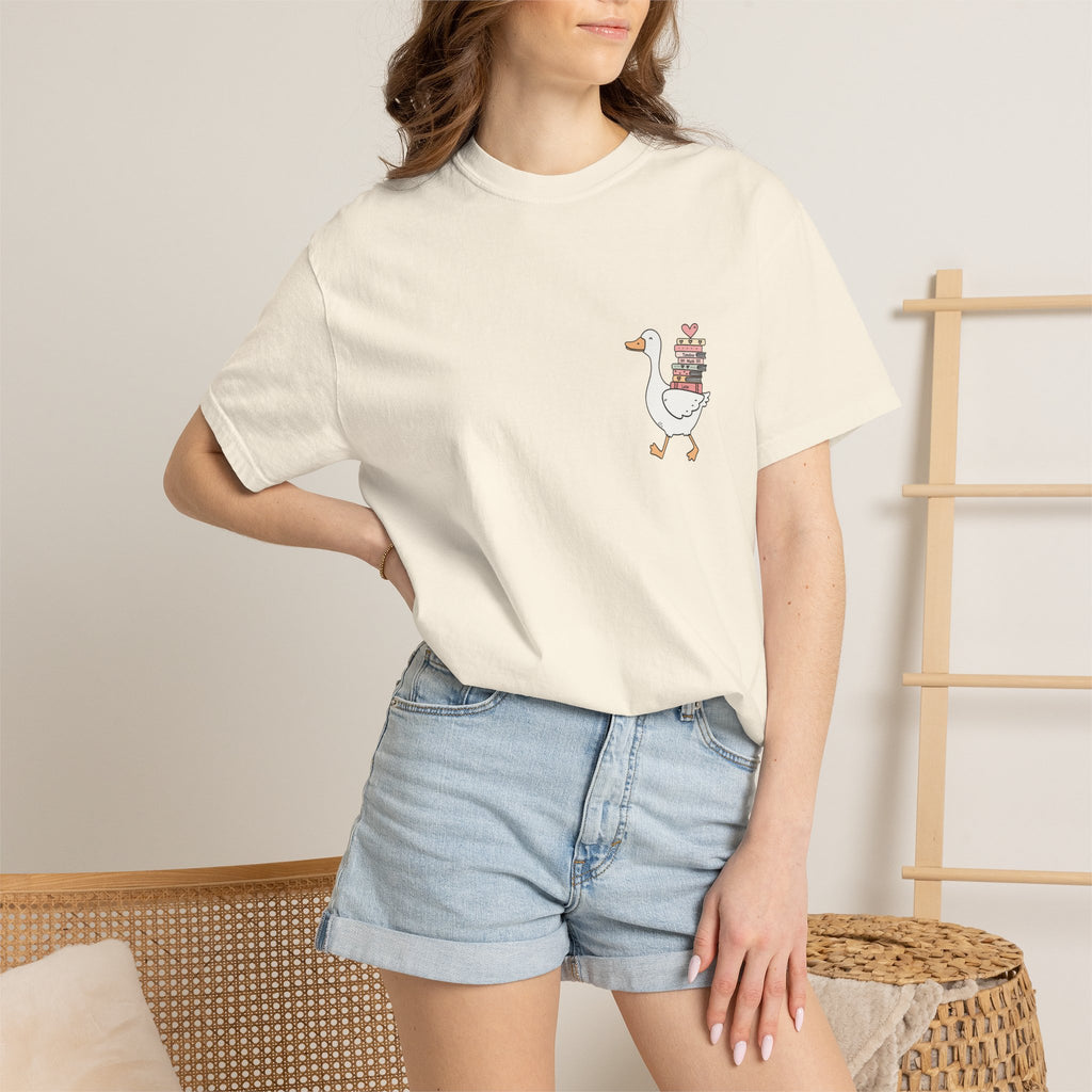 Homeschool Mama Goose T-Shirt — Cute Duck Carrying Books Tee