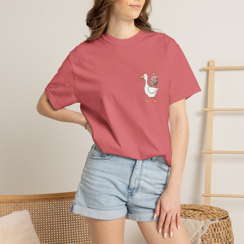Homeschool Mama Goose T-Shirt — Cute Duck Carrying Books Tee