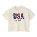 USA 250 Years Boxy Tee — Women's Patriotic Cropped T-Shirt