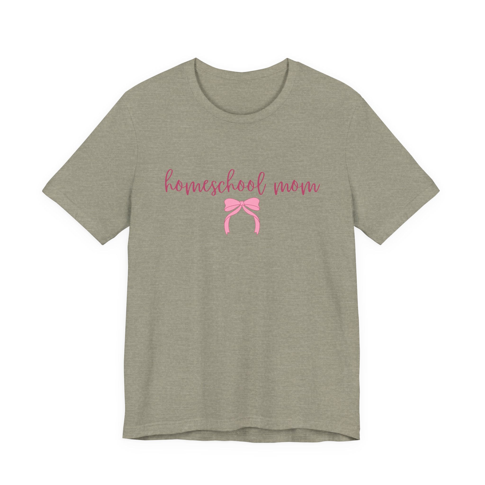 Homeschool Mom T-Shirt — Pink Script & Bow Tee for Moms