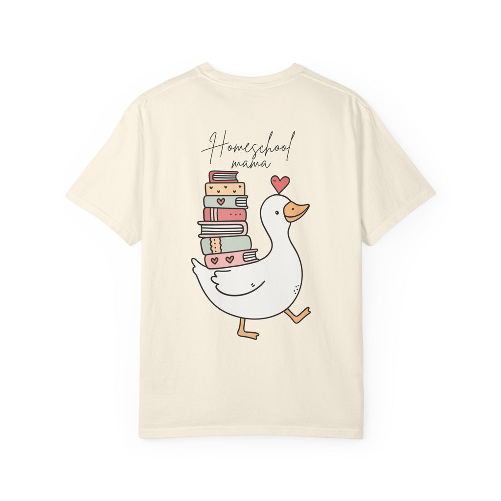 Homeschool Mama Goose T-Shirt — Cute Duck Carrying Books Tee