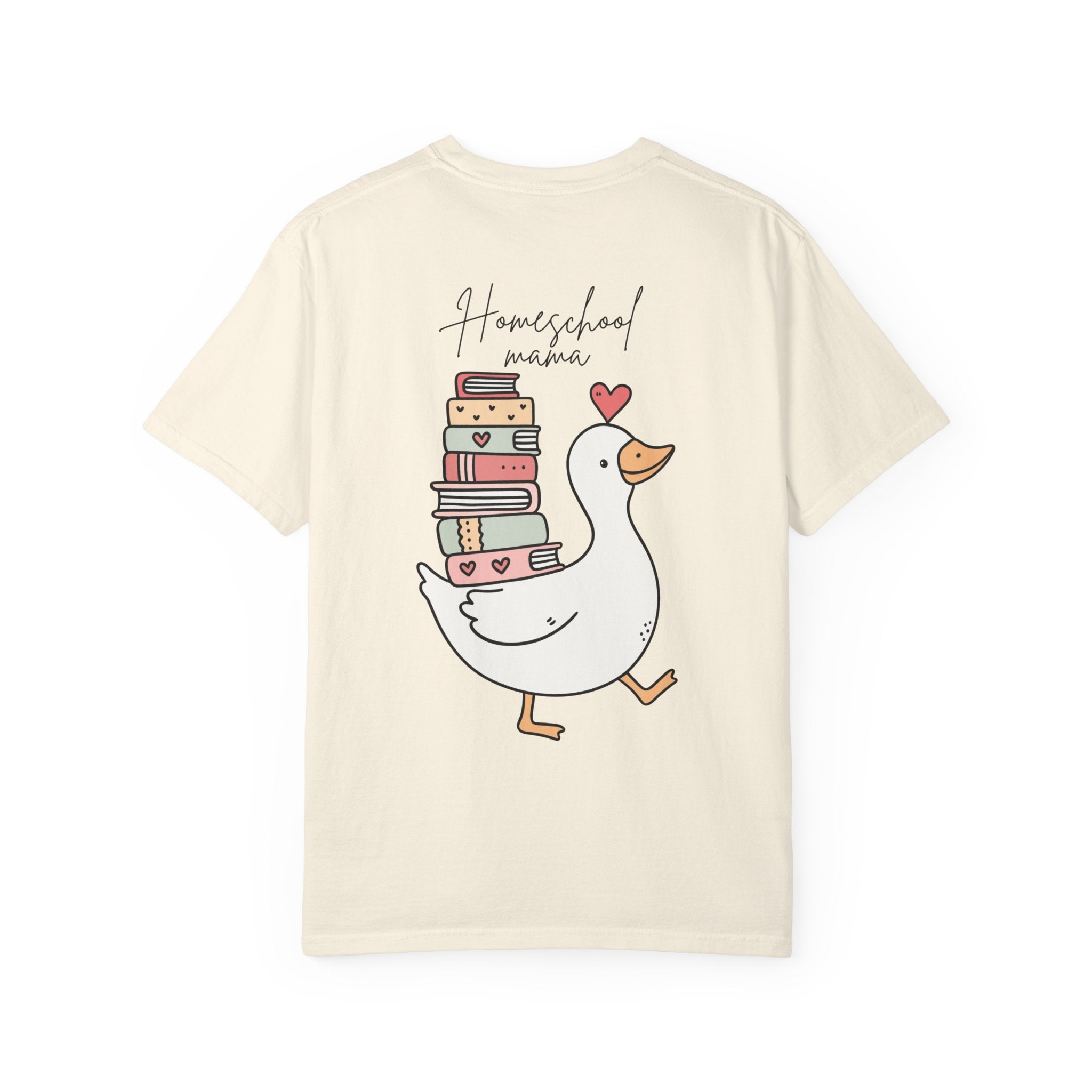 Homeschool Mama Goose T-Shirt — Cute Duck Carrying Books Tee