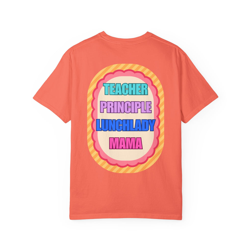 Teacher, Principal, Lunchlady, Mama T-Shirt — Colorful Retro Patch Design