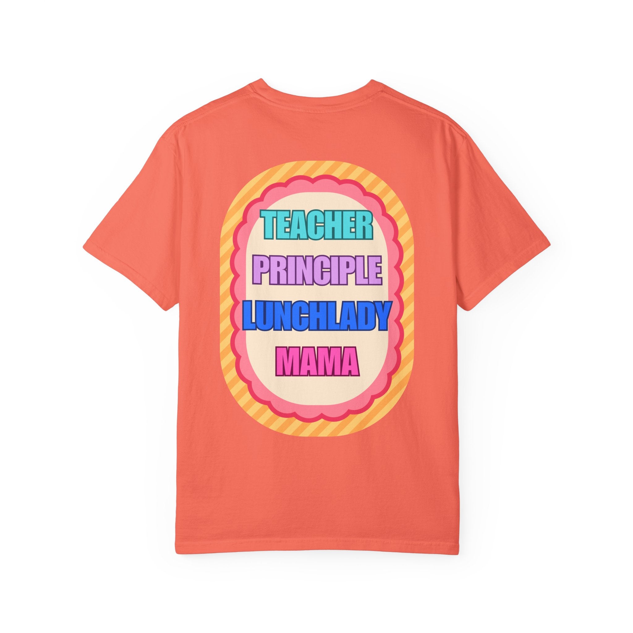 Teacher, Principal, Lunchlady, Mama T-Shirt — Colorful Retro Patch Design