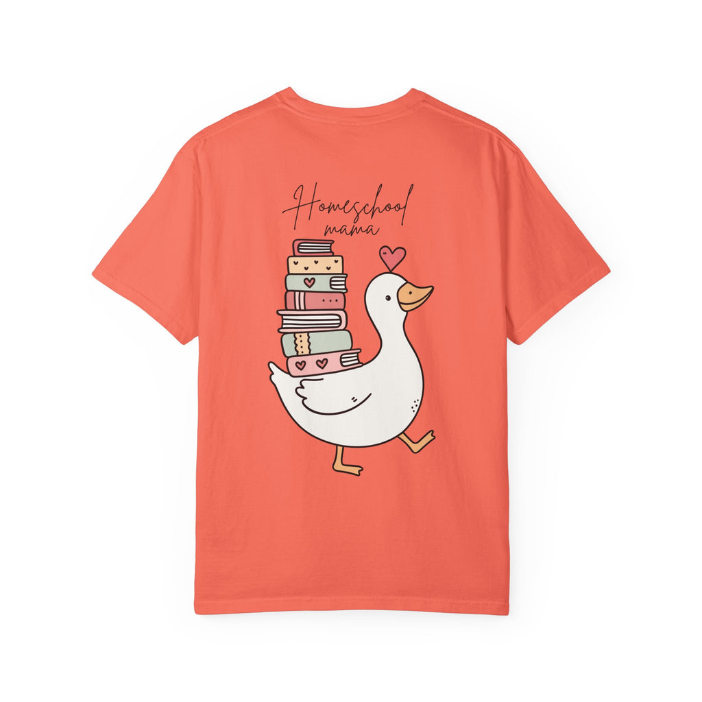 Homeschool Mama Goose T-Shirt — Cute Duck Carrying Books Tee