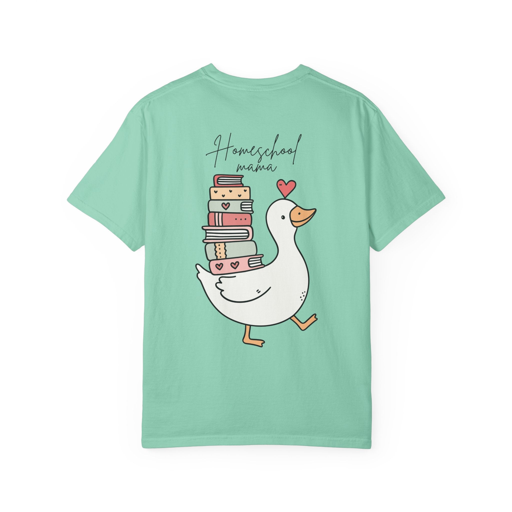 Homeschool Mama Goose T-Shirt — Cute Duck Carrying Books Tee
