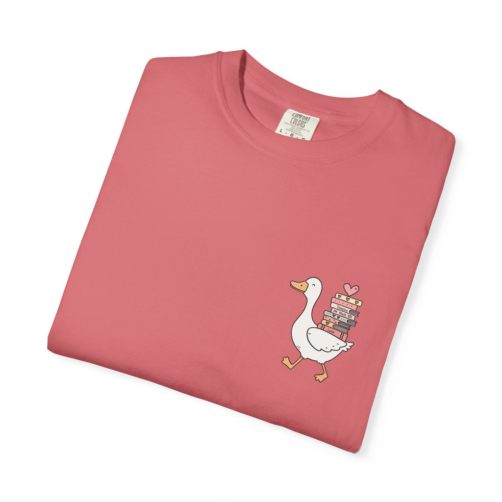 Homeschool Mama Goose T-Shirt — Cute Duck Carrying Books Tee
