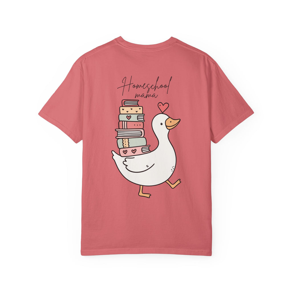 Homeschool Mama Goose T-Shirt — Cute Duck Carrying Books Tee